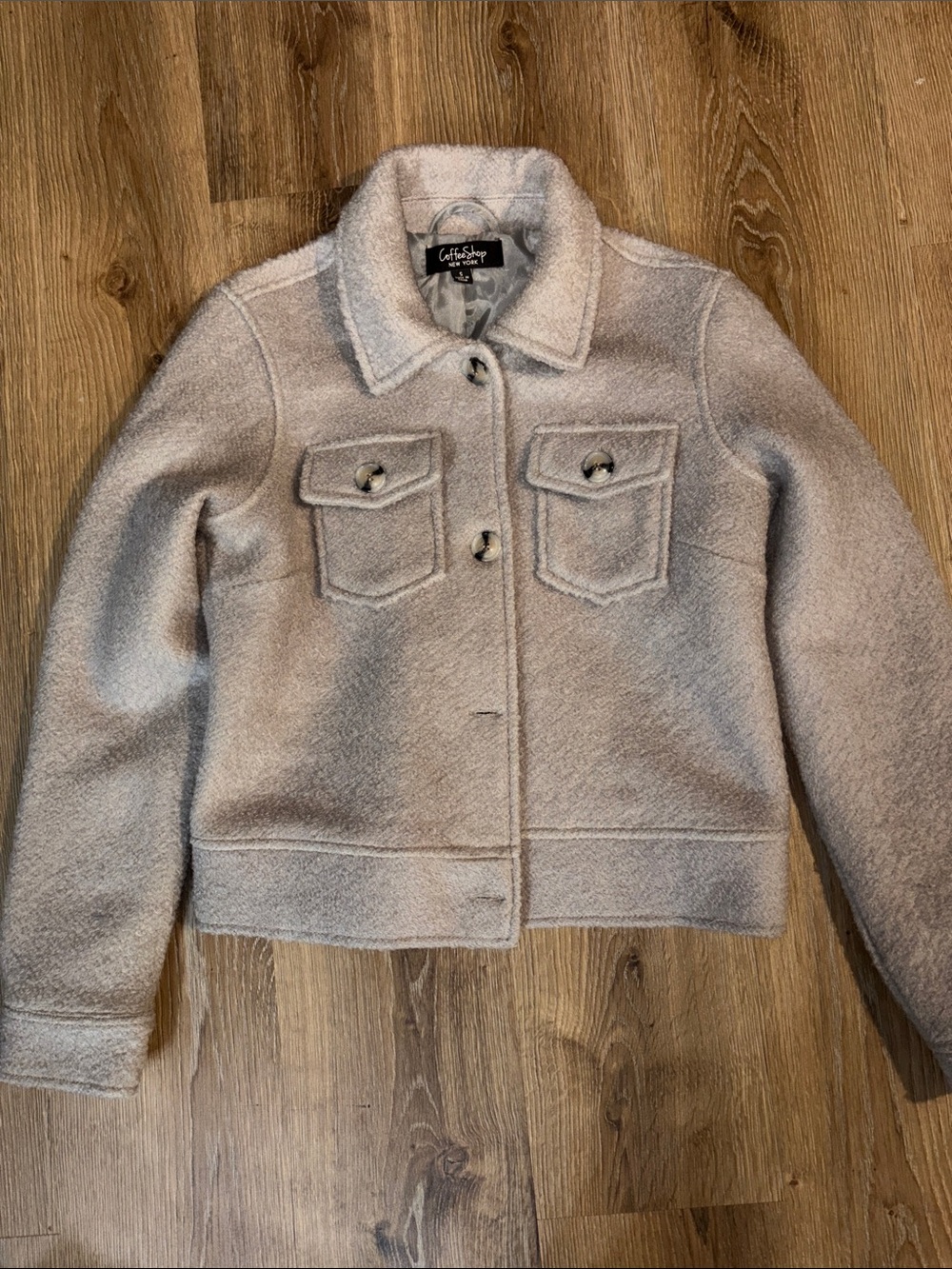 OFFERS OPEN! CoffeeShop Women's Grey Wool Jacket Pockets and Buttons size small